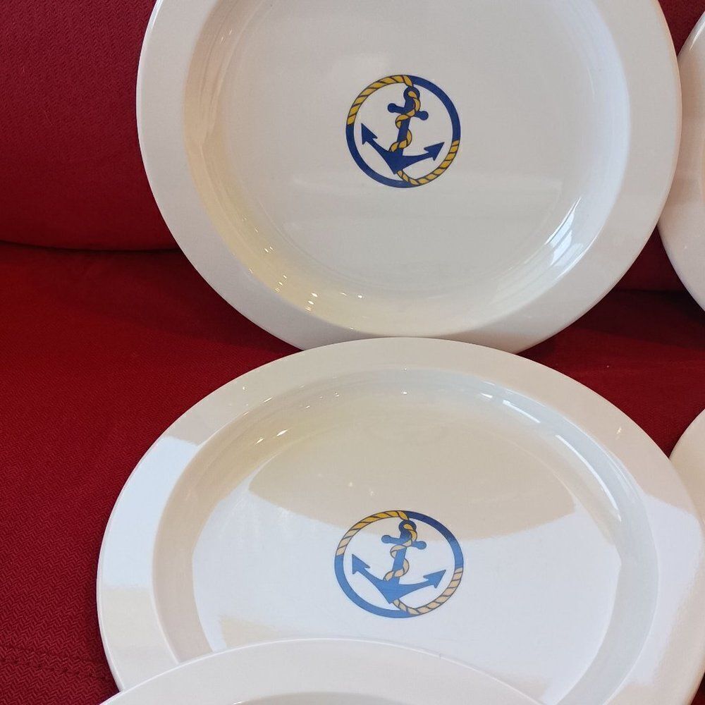 Set of Guzzini Italy Anchor Plates Melamine Dinner Salad Plates Set of 11 - Picture 3 of 11